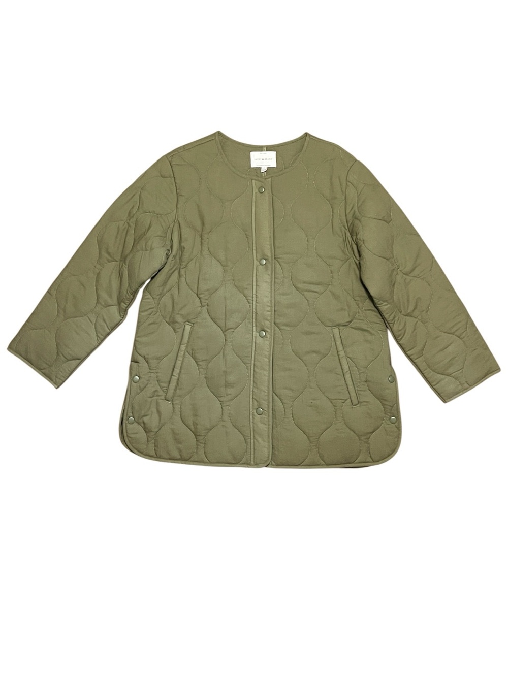 Lucky Brand Olive Green Quilted Snap-Front Jacket